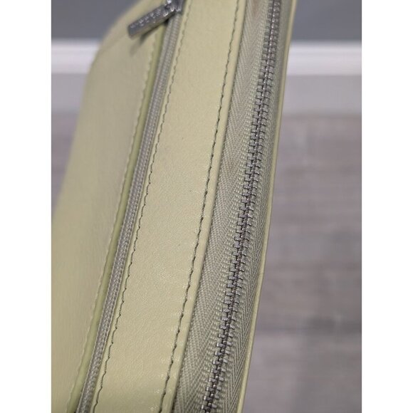 Fossil Light Yellow Green Leather Womens Zip Around Wallet Clutch Wristlet Retro - Picture 16 of 16